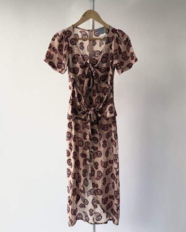 Vestido seda midi rosê estampado CRUISE - 34 *nunca usado* - VENDIDO SISTEMA OTO