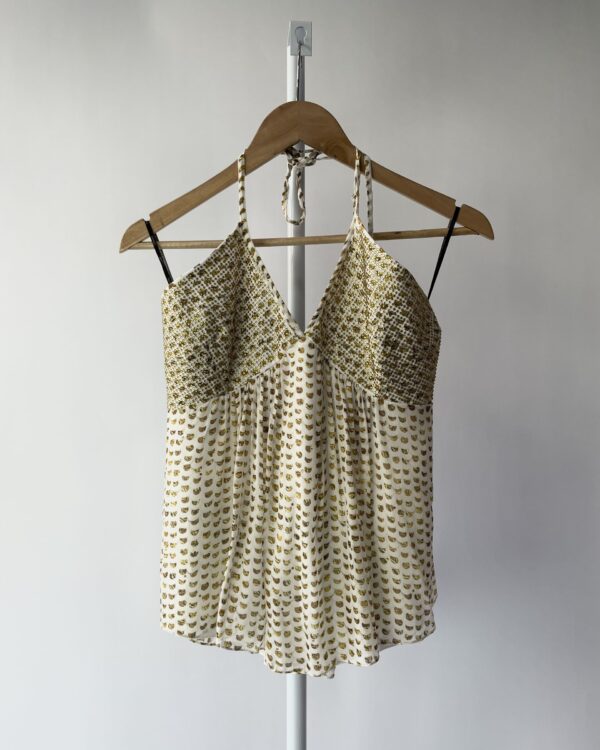 Blusa frente única branca e dourada estampada com aplicações ANIMALE - 36 - VENDIDO SISTEMA OTO