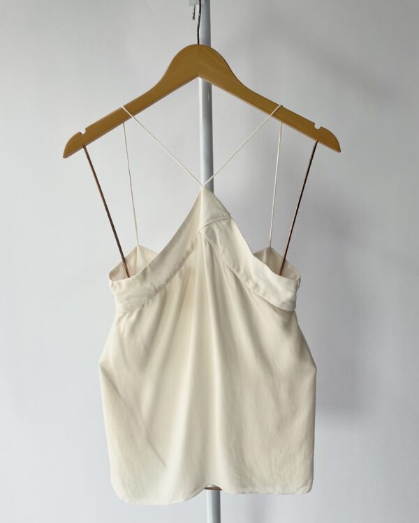 Blusa seda bege alça fina A.BRAND - 40 - VENDIDO SISTEMA OTO