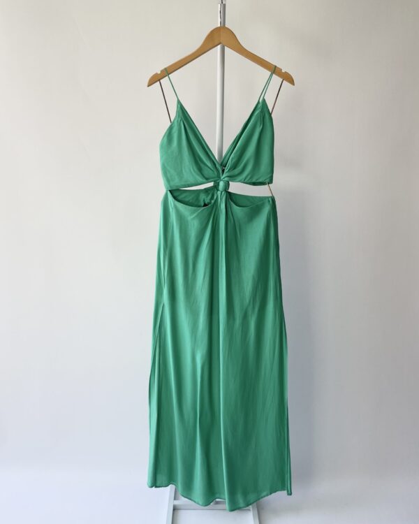 Vestido verde recortado com amarrações VIX - PP - VENDIDO SISTEMA OTO