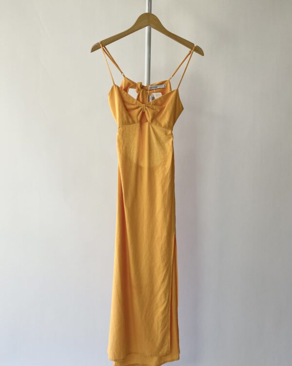 Vestido laranja linho recortado BERSHKA - P - VENDIDO SISTEMA OTO