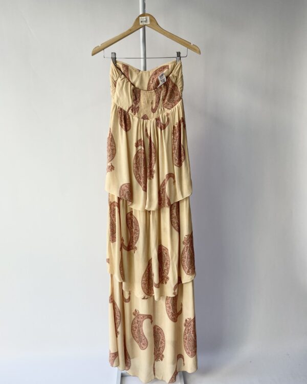 Vestido sem alça bege com estampa MARIA FILÓ - P - VENDIDO SISTEMA OTO
