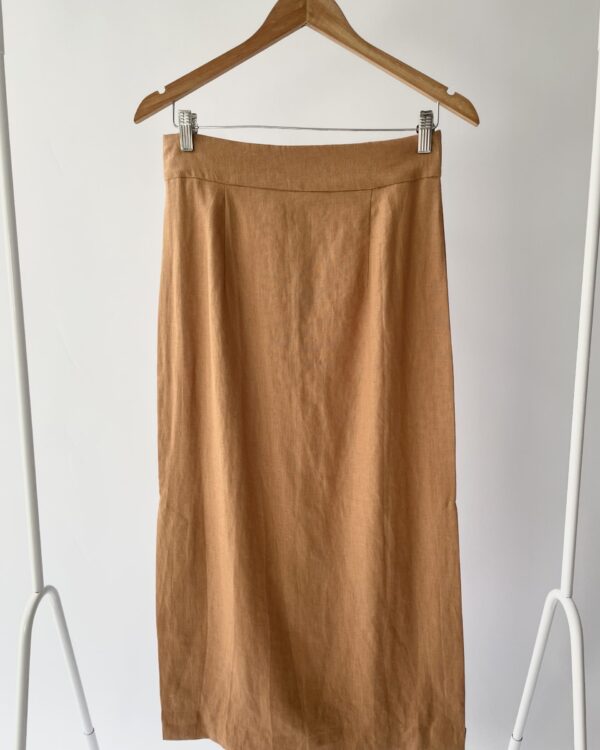 Saia caramelo linho - P - VENDIDO SISTEMA OTO