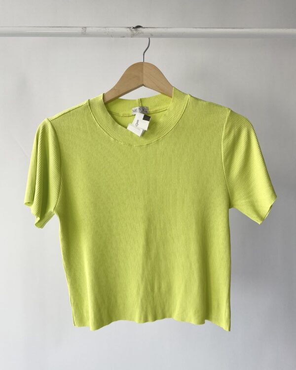 T shirt malha canelada verde limão ME TOO - M - VENDIDO SISTEMA OTO