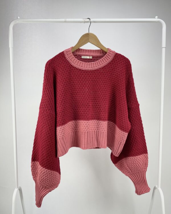 Blusa tricot ampla vermelha e rosa DRESS TO - P - VENDIDO SISTEMA OTO