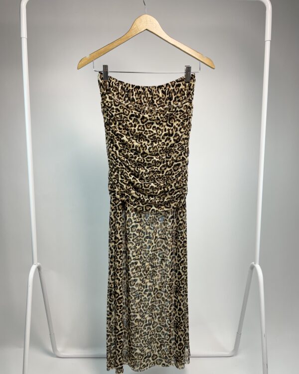 Saia tule marrom estampa onça drapeada ATEEN - PP - VENDIDO SISTEMA OTO