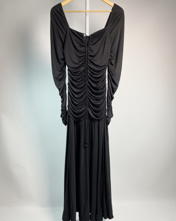 Vestido malha preto drapeado manga longa FARM - P *nunca usado* - VENDIDO SIST OTO