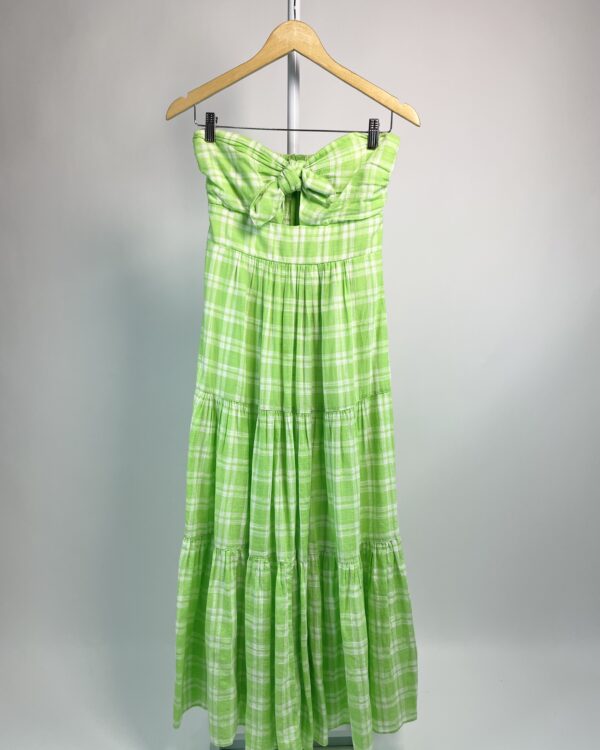 Vestido midi verde estampa xadrez sem alça LITT - 38 - VENDIDO SIST OTO