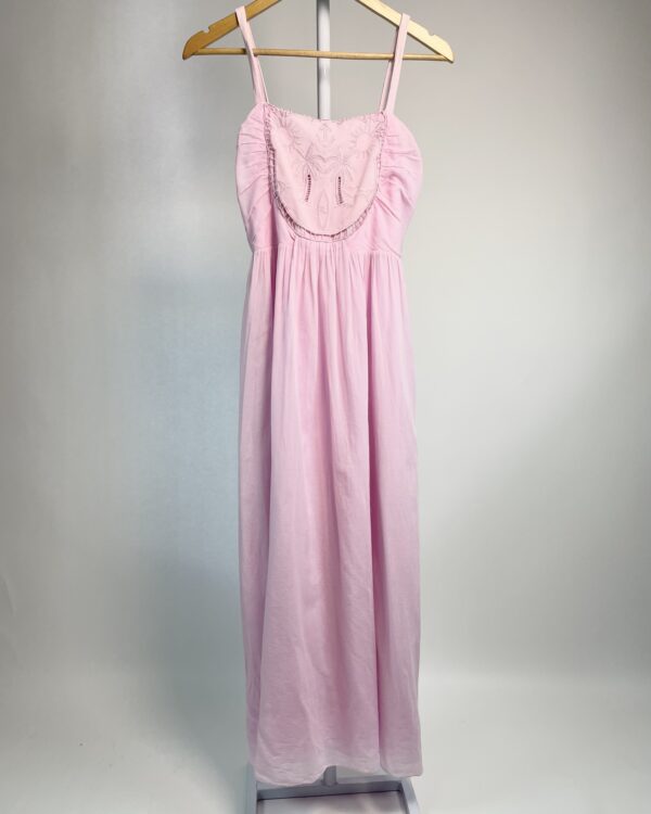 Vestido longo rosa bordado coqueiros CRIS BARROS - 38 - VENDIDO SISTEMA OTO