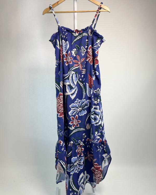 Vestido midi azul escuro estampa floral MARIA FILÓ - G - VENDIDO SIST OTO