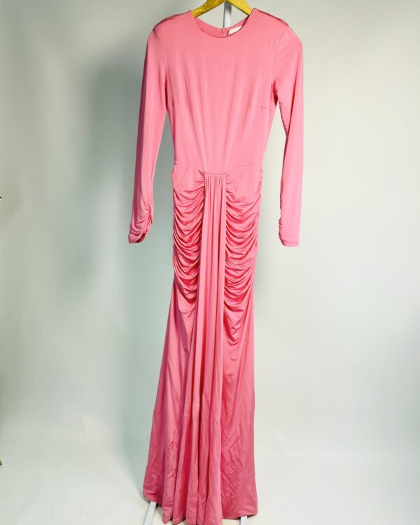 Vestido longo rosa com drapeado AGILITÁ - M - VENDIDO SIST OTO