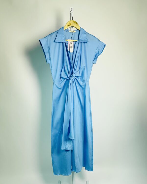 Vestido azul com amarração CLARI - P - VENDIDO SISTEMA OTO