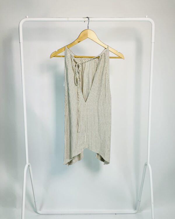 Regata bege com listras azul marinho e lurex dourado SACADA - 38 - VENDIDO SISTEMA OTO