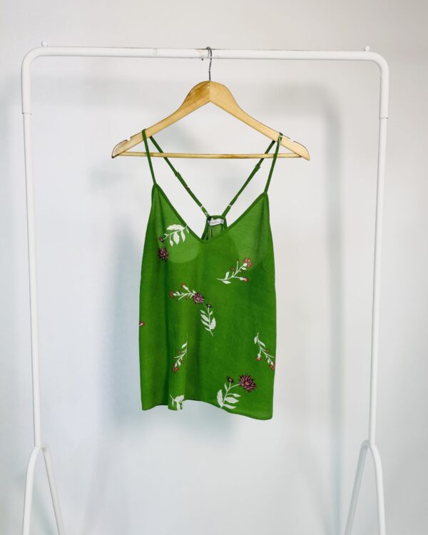 Regata verde texturizada estampa flores ATEEN - 38