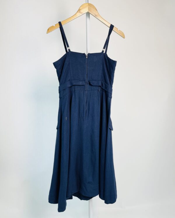 Vestido linho midi azul marinho LITT - 38 - VENDIDO SISTEMA OTO