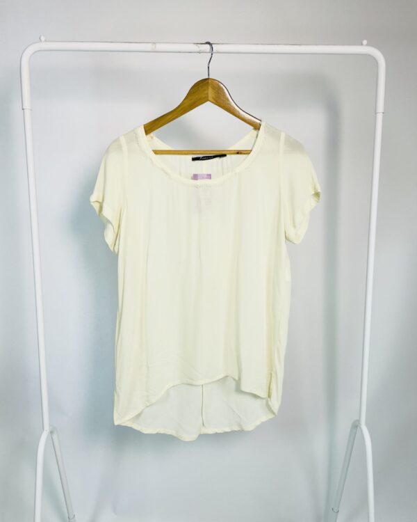 Blusa bege com transparência gola u MARIA FILÓ - P - VENDIDO SISTEMA OTO