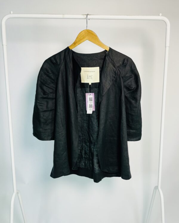 Kimono preto liso linho manga curta e bufante ÂME - M - VENDIDO SISTEMA OTO