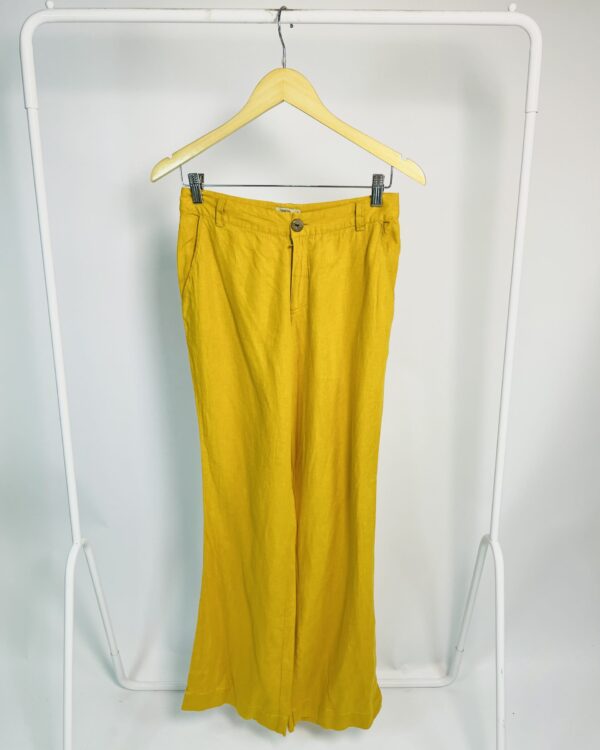 Calça linho mostarda TOTEM - M VENDIDO SISTEJMA OTO