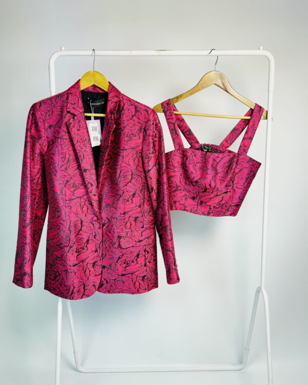 Conjunto blazer e cropped rosa coom lurex roxo AMISSIMA - M - VENDIDO SIST OTO