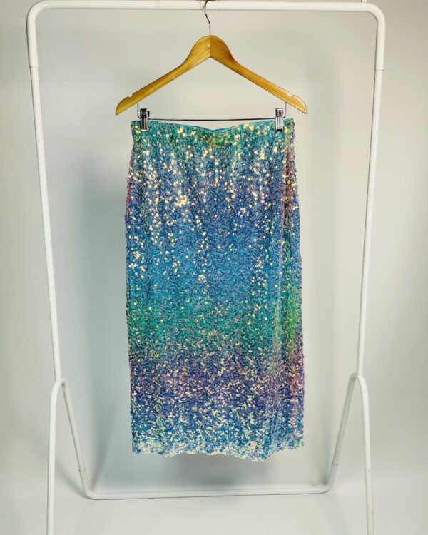 Saia degradê azul e roxo paetê AMISSIMA - 40 VENDIDO SISTEMA OTO