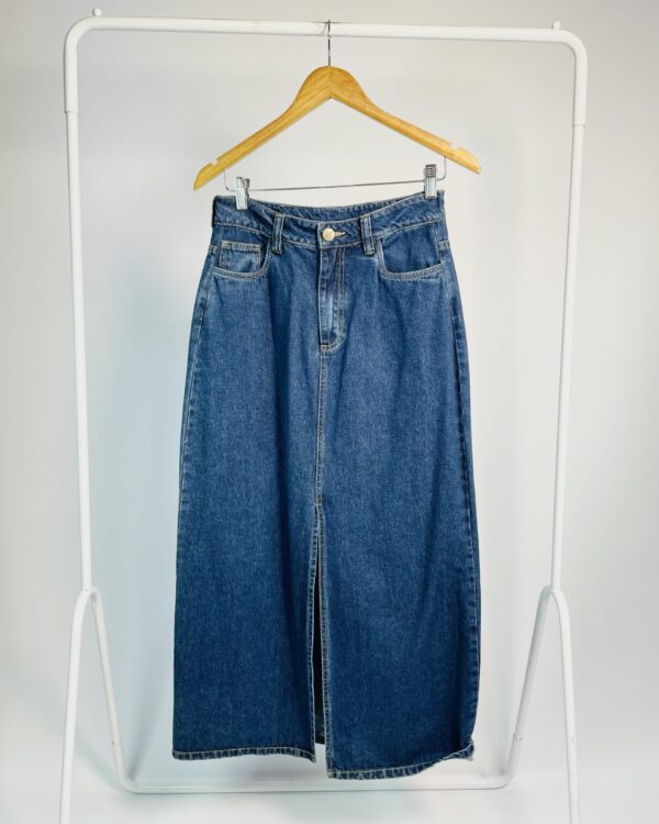 Saia longa jeans escura fenda na frente MIXED - 40 - VENDIDO SISTEMA OTO