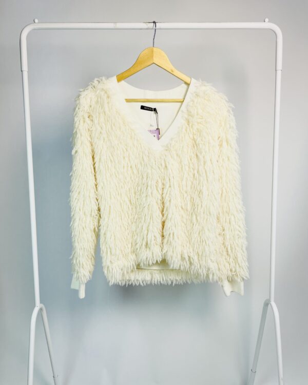 Blusa tricot off white plumas e lurex MIXED - M *nunca usado* - VENDIDO SISTEMA OTO