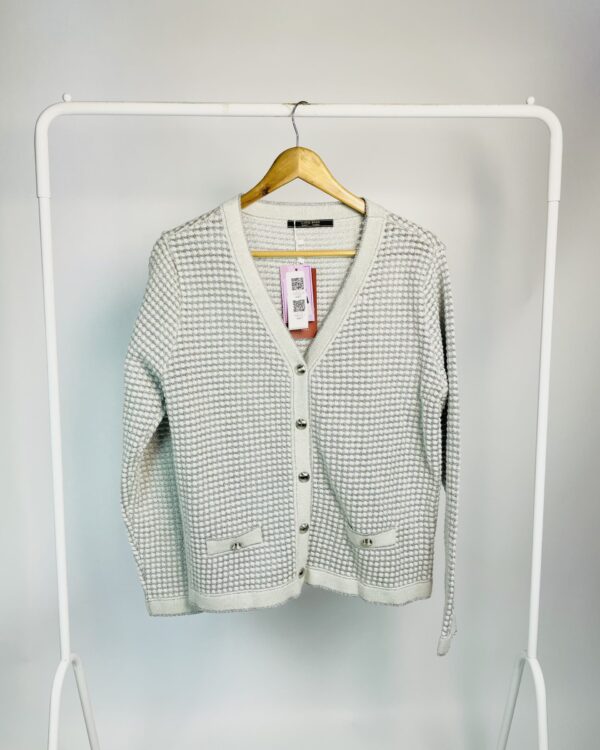 Cardigan prata lurex CAROL BASSI - M *nunca usado* - VENDIDO SISTEMA OTO