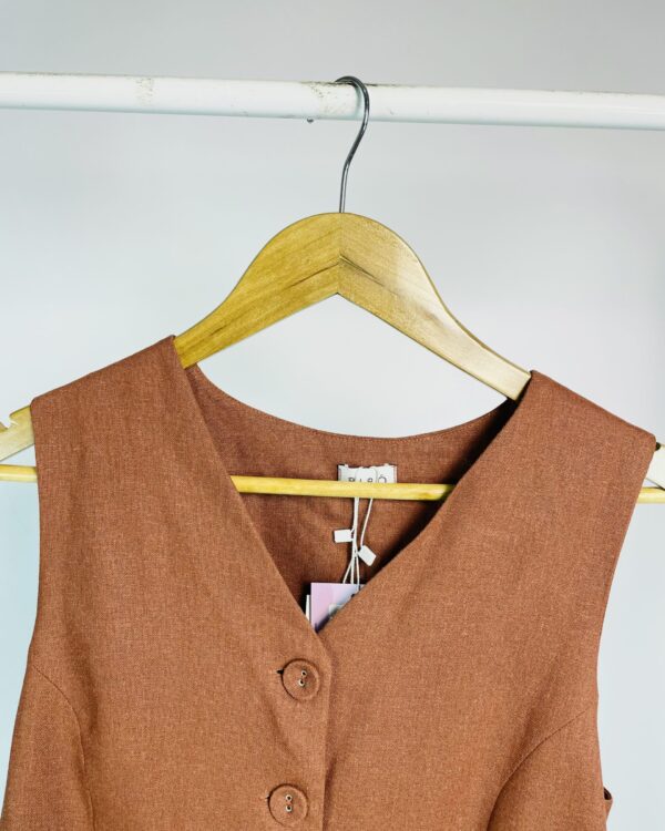 Colete linho marrom BIRÔ - P -VENDIDO SISTEMA OTO