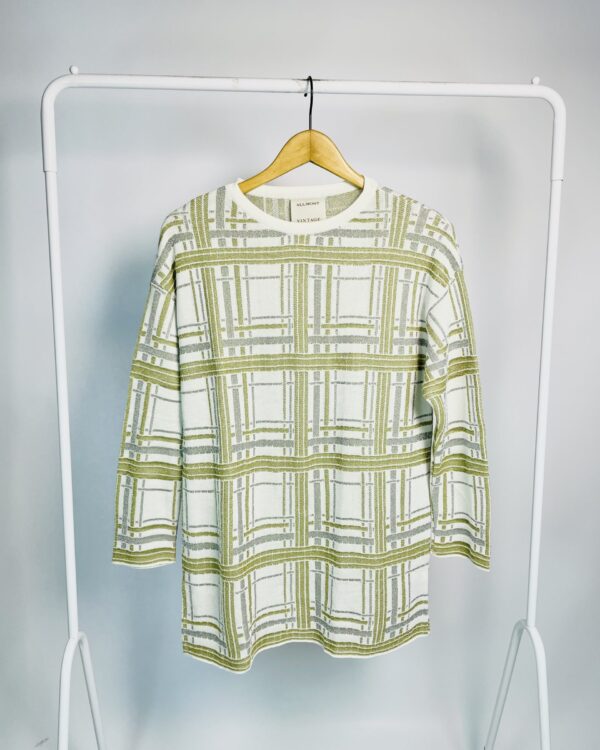 Suéter tricot branco com listras lurex dourado ALLMOST VINTAGE - M