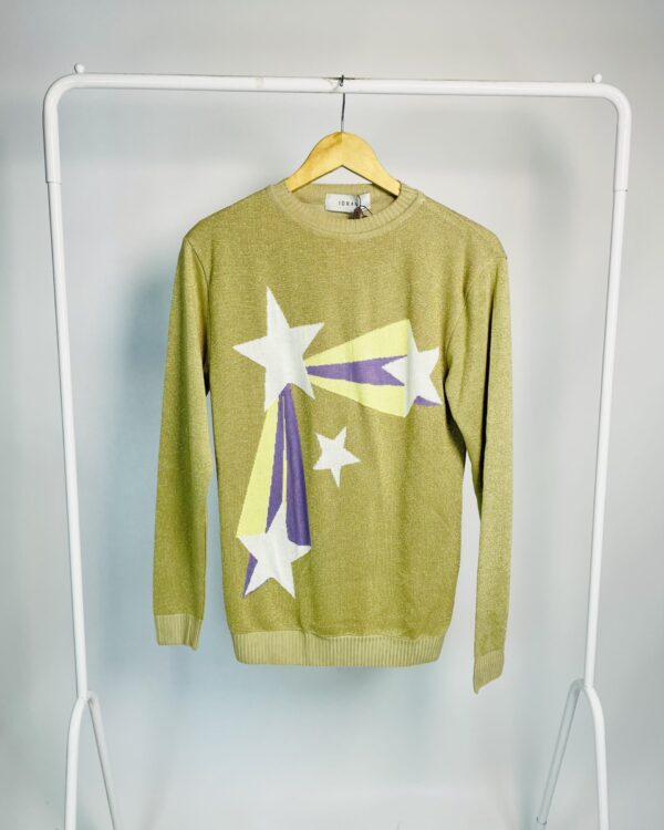 Blusa manga longa dourada lurex com estampa estrelas IORANE - M *nunca usado* - VENDIDO SISTEMA OTO