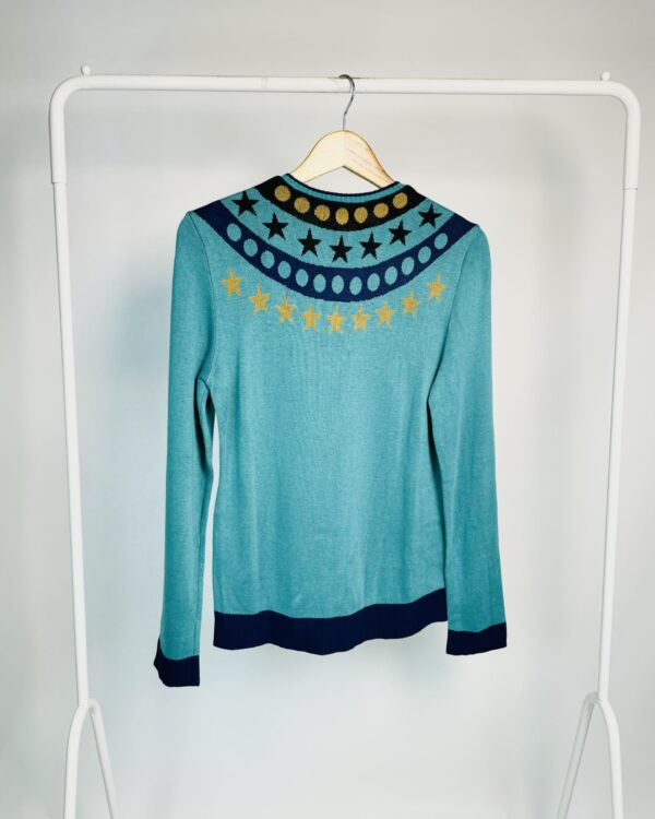Suéter tricot azul com estampa estrelas e ciírculos NK - M - VENDIDO SISTEMA OTO