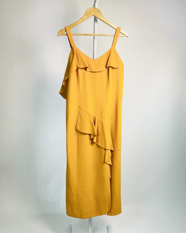 Vestido midi laranja com um babado CRIS BARROS - 42