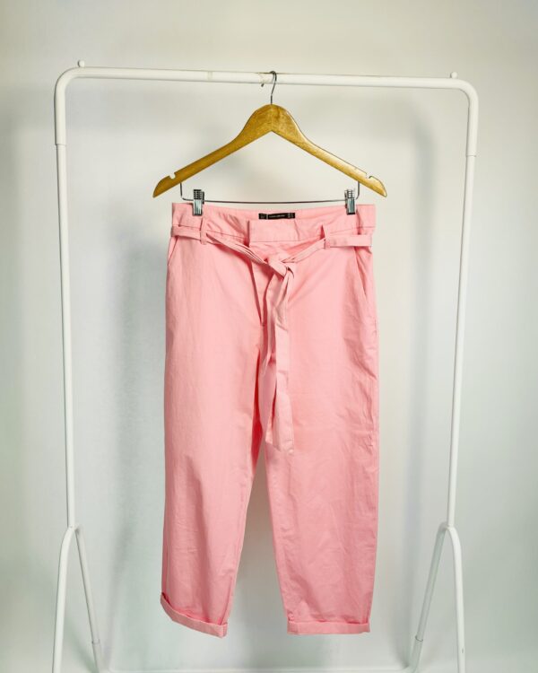 Calça rosa claro coom faixa amarração ZARA - M