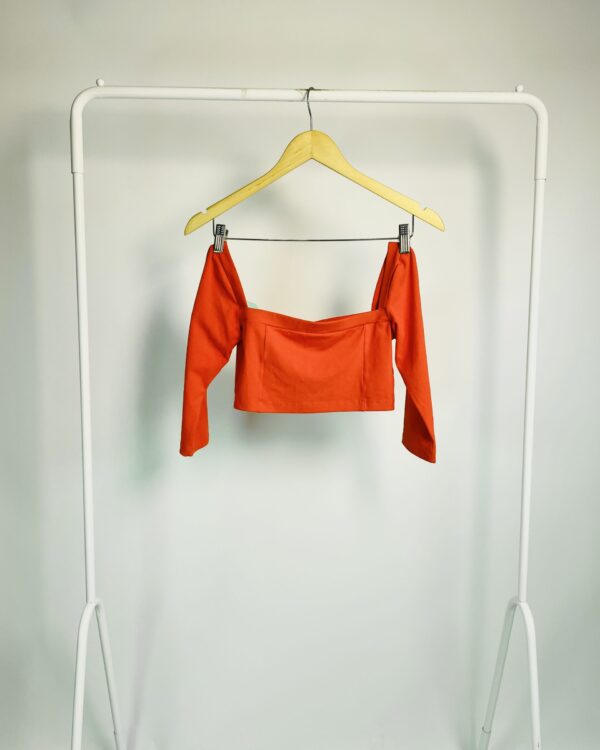 Blusa top laranja manga bufante FARM - P *nunca usado*