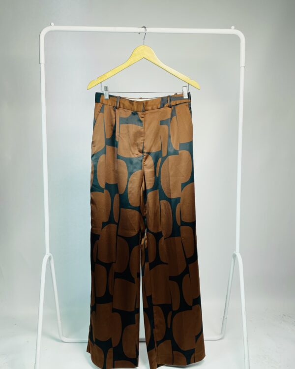 Calça acetinada marrom com estampa preta ZARA - M - VENDIDO SISTEMA OTO