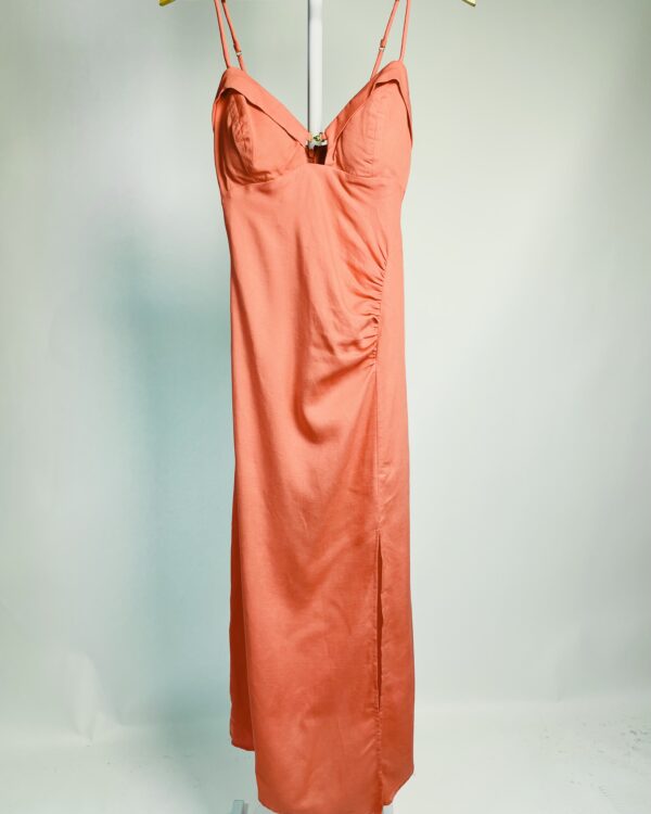 Vestido rosa midi com drapeado VIX - 36 - VENDIDO SISTEMA OTO