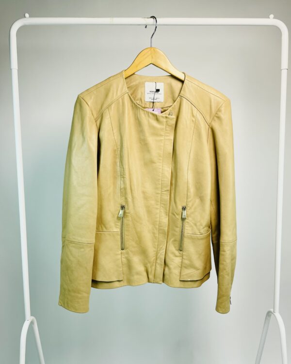 Jaqueta couro bege MANGO - GG - VENDIDO SISTEMA OTO