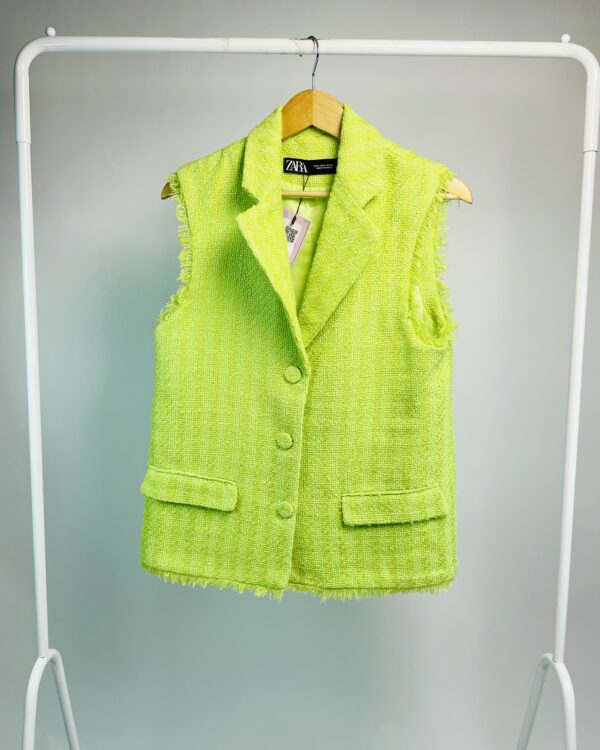 Colete verde limão tweed ZARA - P - VENDIDO SISTEMA OTO