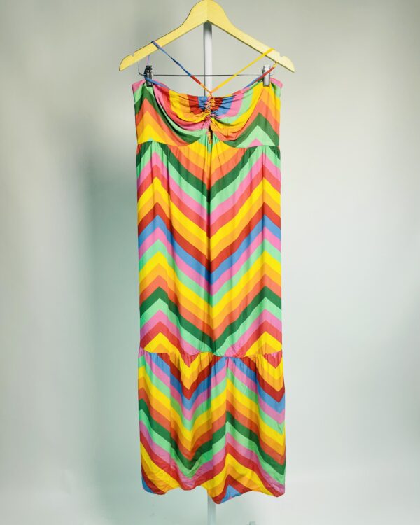 Vestido midi listras coloridas PEAHI - M - VENDIDO SISTEMA OTO