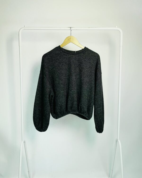 Blusa manga longa canelada preta com mangas longas ZARA - P - VENDIDO SISTEMA OTO