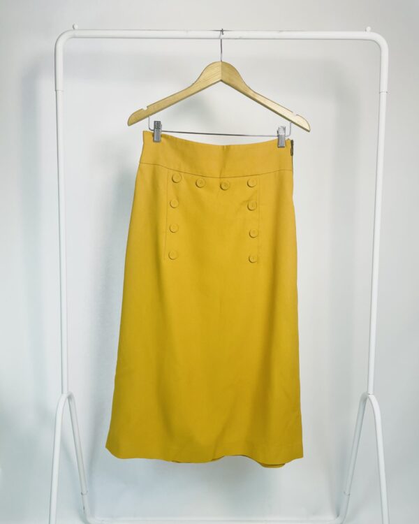 Saia midi mostarda botões na frente NK - 40