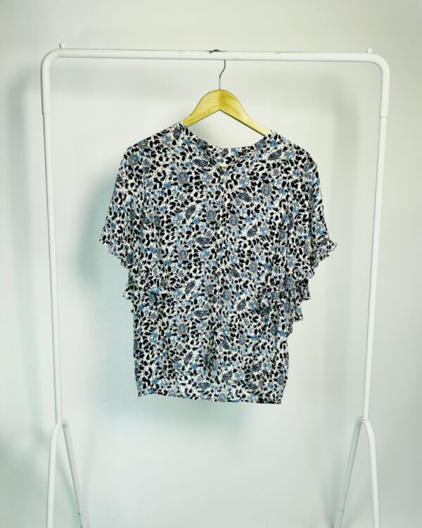 Camisa manga curta branca estampa floral tons de azul ZADIG & VOLTAIRE - M - VENDIDO SISTEMA OTO