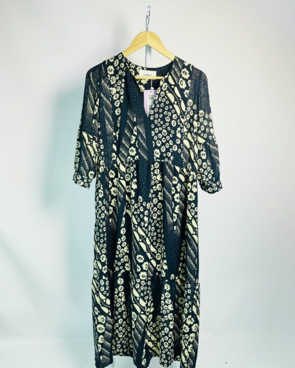 Vestido midi azul marinho estampa floral bege BA&SH - P - VENDIDO SISTEMA OTO