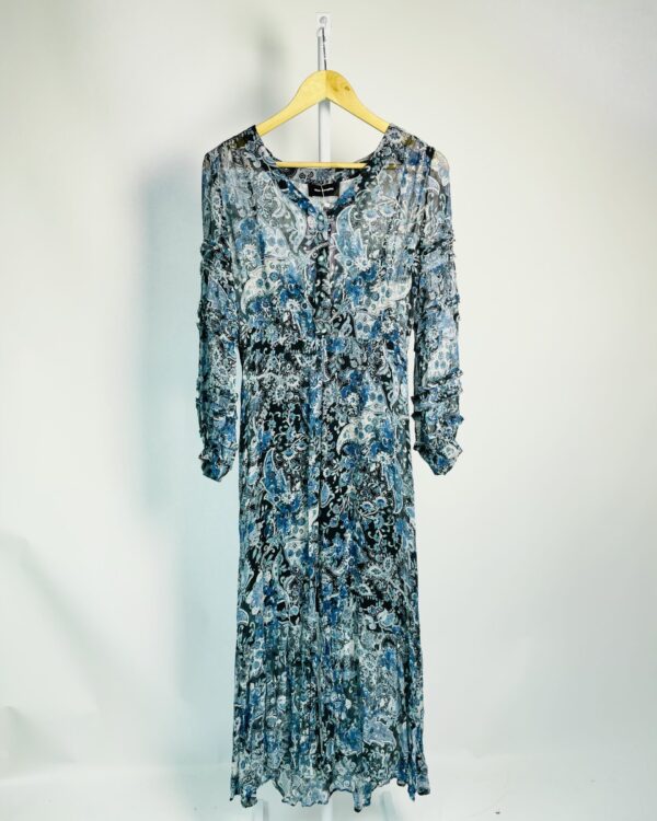 Vestido seda tons de azul estampado botões azuis THE KOOPLES - M - VENDIDO SISTEMA OTO