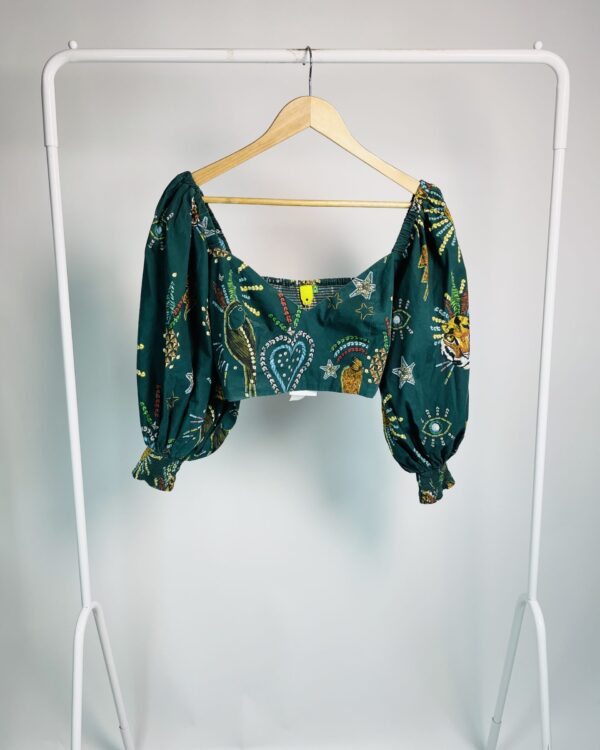 Blusa top com manga bufante e lastex FARM - M - VENDIDO SISTEMA OTO