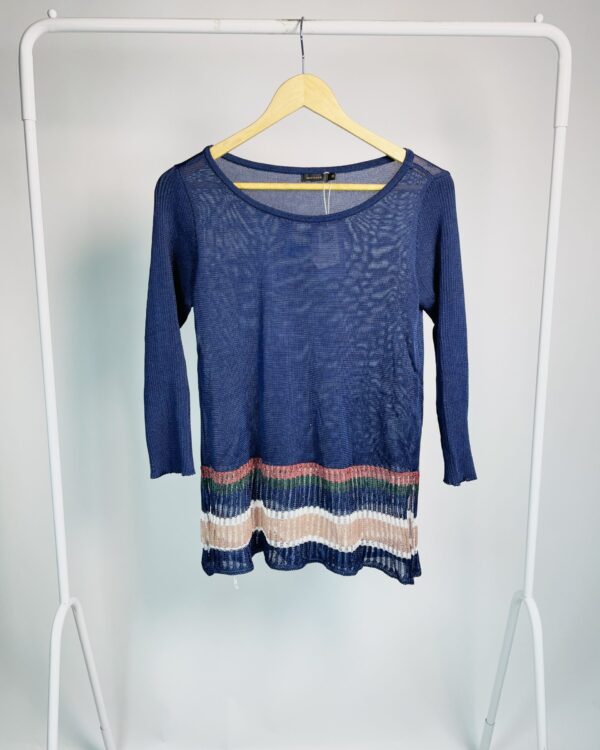 Blusa tricot azul marinho barra listrada MARIA FILÓ - M - VENDIDO SISTEMA OTO