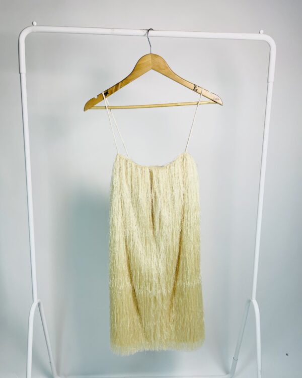 Vestido curto franjas bege FRAMED - M - VENDIDO SISTEMA OTO