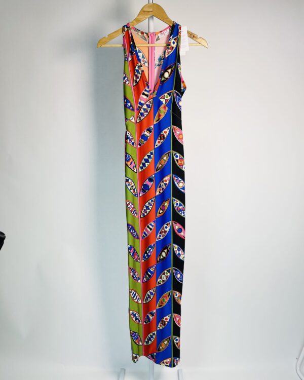 Vestido longo sem manga estampa colorida zíper nas costas PUCCI -36