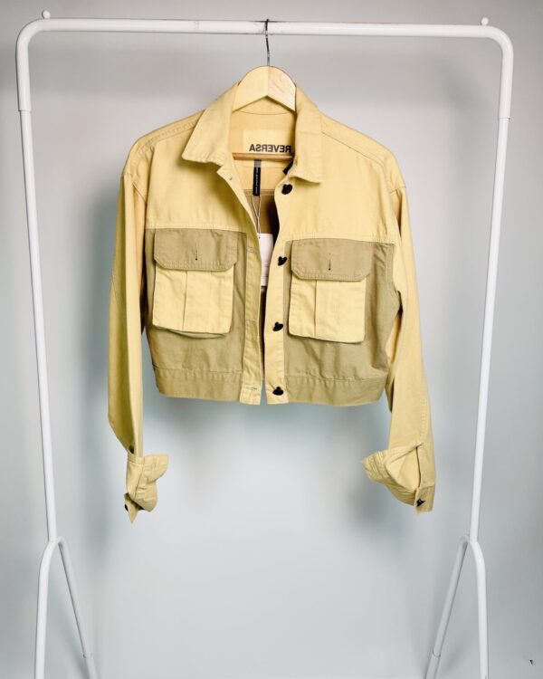 Jaqueta sarja bicolor bege e kakhi REVERSA - M - VENDIDO SISTEMA OTO