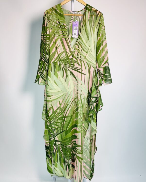 Vestdo com transparência verde e rosa com amarração na frente CHEROY - P - VENDIDO SISTEMA OTO